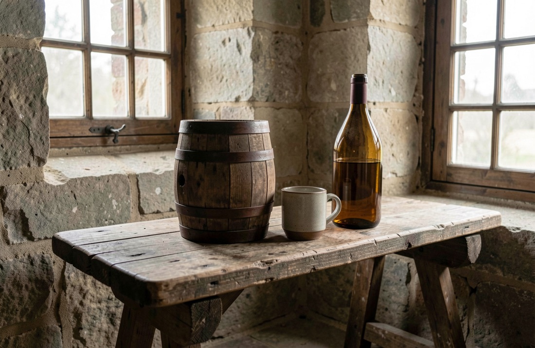 Understand how monastic brewing shaped European styles: editorial still life showing the main ingredients and brewing context